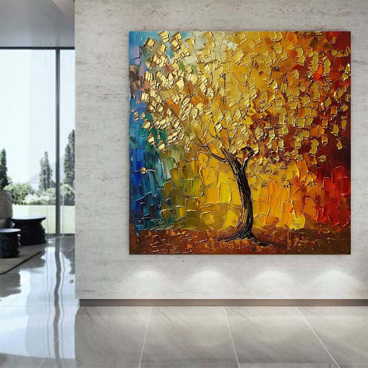 Abstract Handmade Oil Painting Modern Minimalist Home Living Room Decoration Painting,31inx31in,No Frame