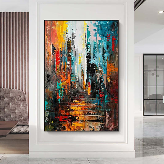 Original creation City Hand painted Oil Painting Canvas Wall Art For Home Living Room Unframed/Rolled #030