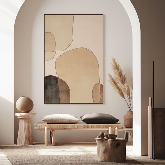 Handpainted Abstract Wall Art Painting Decorative Painting Aisle Corridor Mural Mooring Hanging Painting white 31inx47in,No Frame
