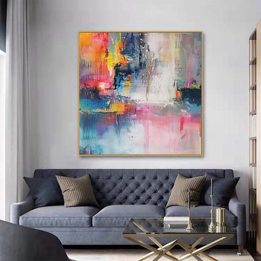Abstract Handmade Oil Painting Modern Minimalist Home Living Room Decoration Painting,31inx31in,No Frame