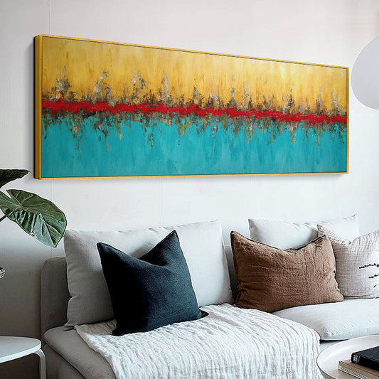 Hand-painted Oil Painting Abstract Modern Living Room Sofa Backdrop Painting Paintings Restaurant Shoreline Reflection Horizonta27inx54in,No Frame