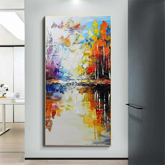 Landscape Paintings Abstract Handmade Oil Painting Modern Home Living Room Decoration Painting,27inx54in,No Frame