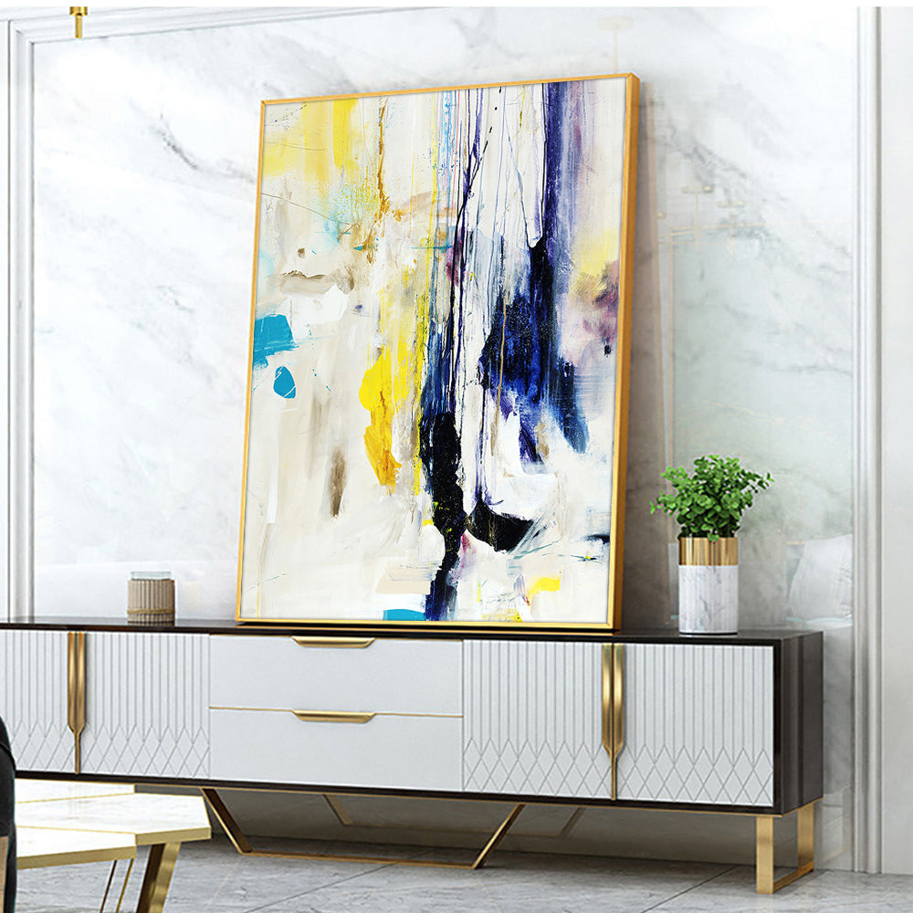 YQ Abstract Hand Painted Oil Painting On Canvas Handmade Modern Abstract Landscape Wall Art Painting  For Living Room,31inx47in,No Frame