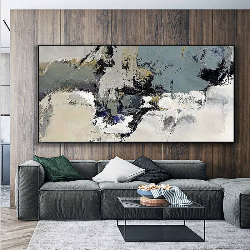 Modern Paintinghand-painted Banner Black And White Ash Living Room Sofa Backdrop Decorative Painting Abstract Paintings Be27inx54in,No Frame