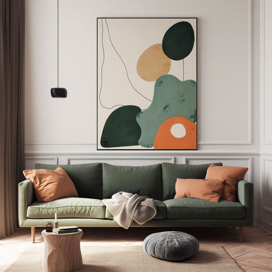 Handpainted Abstract Wall Art Painting Decorative Painting Aisle Corridor Mural Mooring Hanging Painting orange green 31inx47in,No Frame