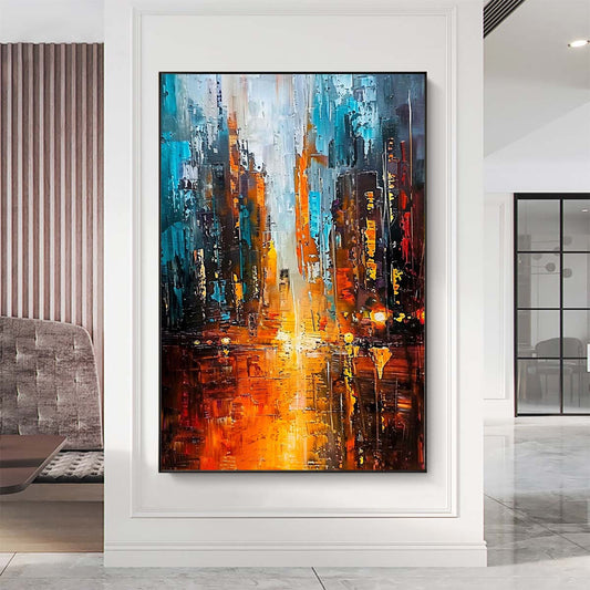 Original creation City Hand painted Oil Painting Canvas Wall Art For Home Living Room Unframed/Rolled #056