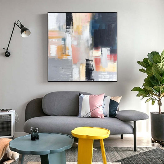 Abstract Handmade Oil Painting Modern Minimalist Home Living Room Decoration Painting,31inx31in,No Frame