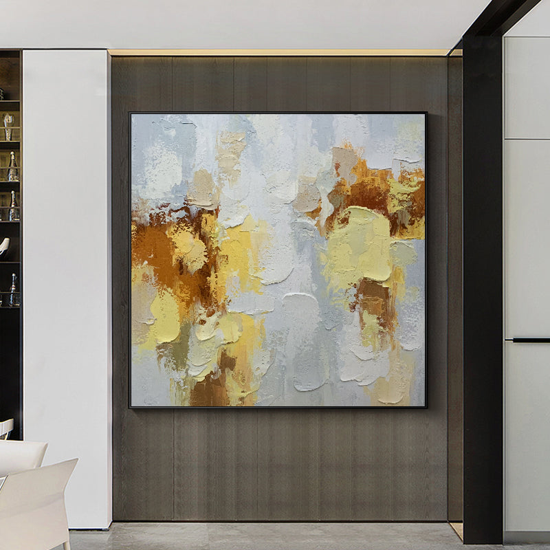New To Abstract Pure Hand painted Modern Knife Painting Frameless Oil Painting Living Room Simple,31inx31in,No Frame