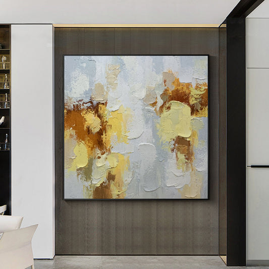 New To Abstract Pure Hand painted Modern Knife Painting Frameless Oil Painting Living Room Simple,31inx31in,No Frame