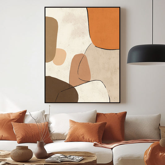 Handpainted Abstract Wall Art Painting Decorative Painting Aisle Corridor Mural Mooring Hanging Painting orange white 31inx47in,No Frame
