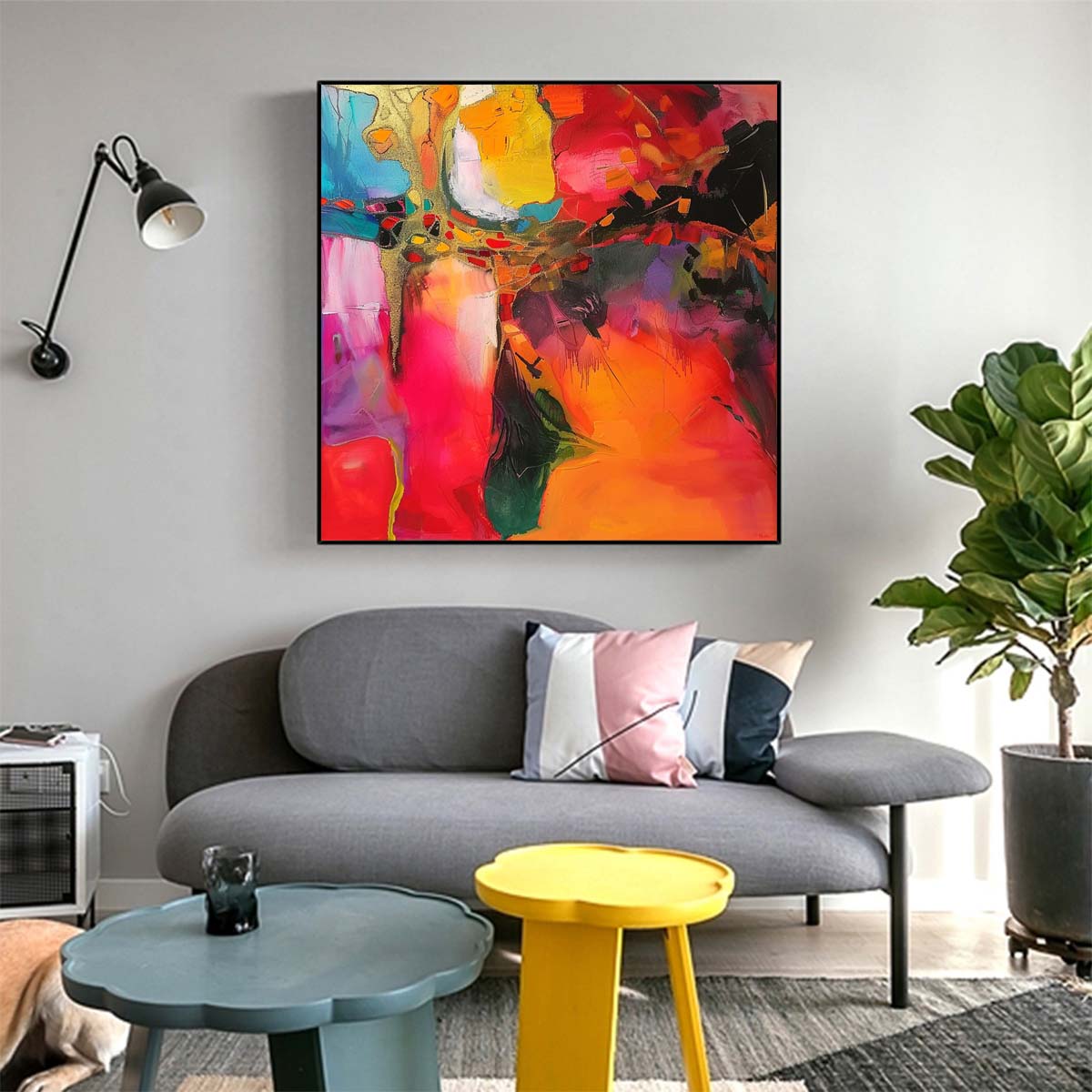 Abstract Handmade Oil Painting Modern Minimalist Home Living Room Decoration Painting,31inx31in,No Frame