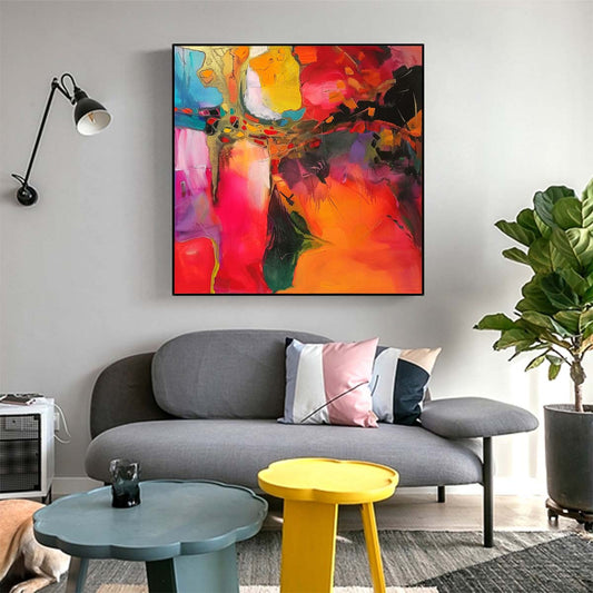 Abstract Handmade Oil Painting Modern Minimalist Home Living Room Decoration Painting,31inx31in,No Frame