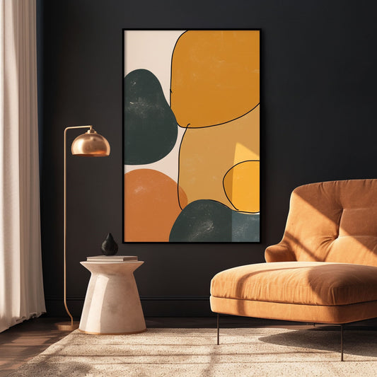 Handpainted Abstract Wall Art Painting Decorative Painting Aisle Corridor Mural Mooring Hanging Painting black orange yellow 31inx47in,No Frame