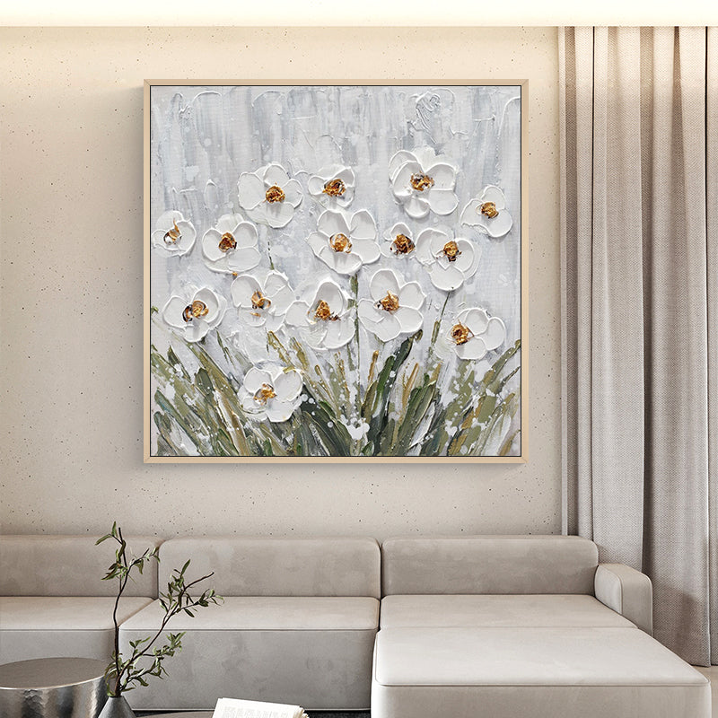 Modern New House Wall Decor Christmas Gift Hand Made Flower Oil Painting Wall Canvas Picture Art,31inx31in,No Frame