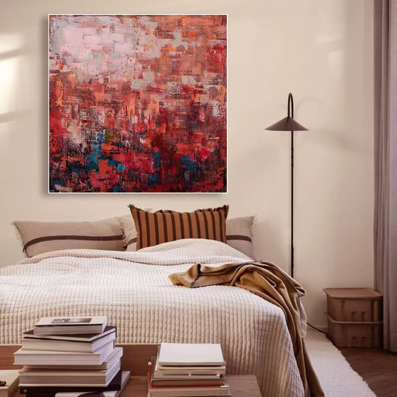 Modern American Aofa Background Wall Decorative Painting Simple Atmosphere Pure Hand Painted Abstract Oil Painting,31inx31in,No Frame