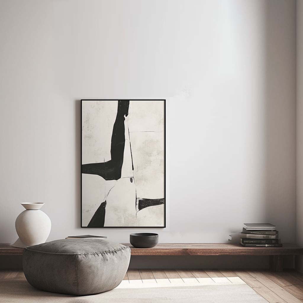 Handpainted Abstract Wall Art Painting Decorative Painting Aisle Corridor Mural Mooring Hanging Paintingblack1inx47in,No Frame