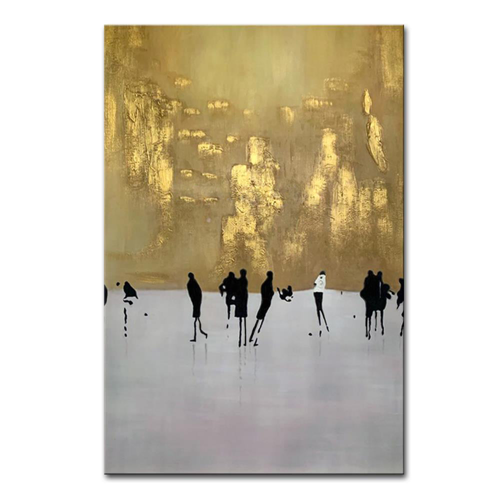 Modern Wall Art Hand Painted Figure Painting Abstarct Landscape Picture Handmade Oil Painting For Home Office,31inx47in,No Frame