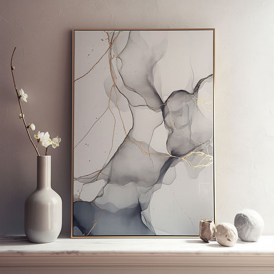 Handpainted Abstract Wall Art Painting Decorative Painting Aisle Corridor Mural Mooring Hanging Painting white black 31inx47in,No Frame