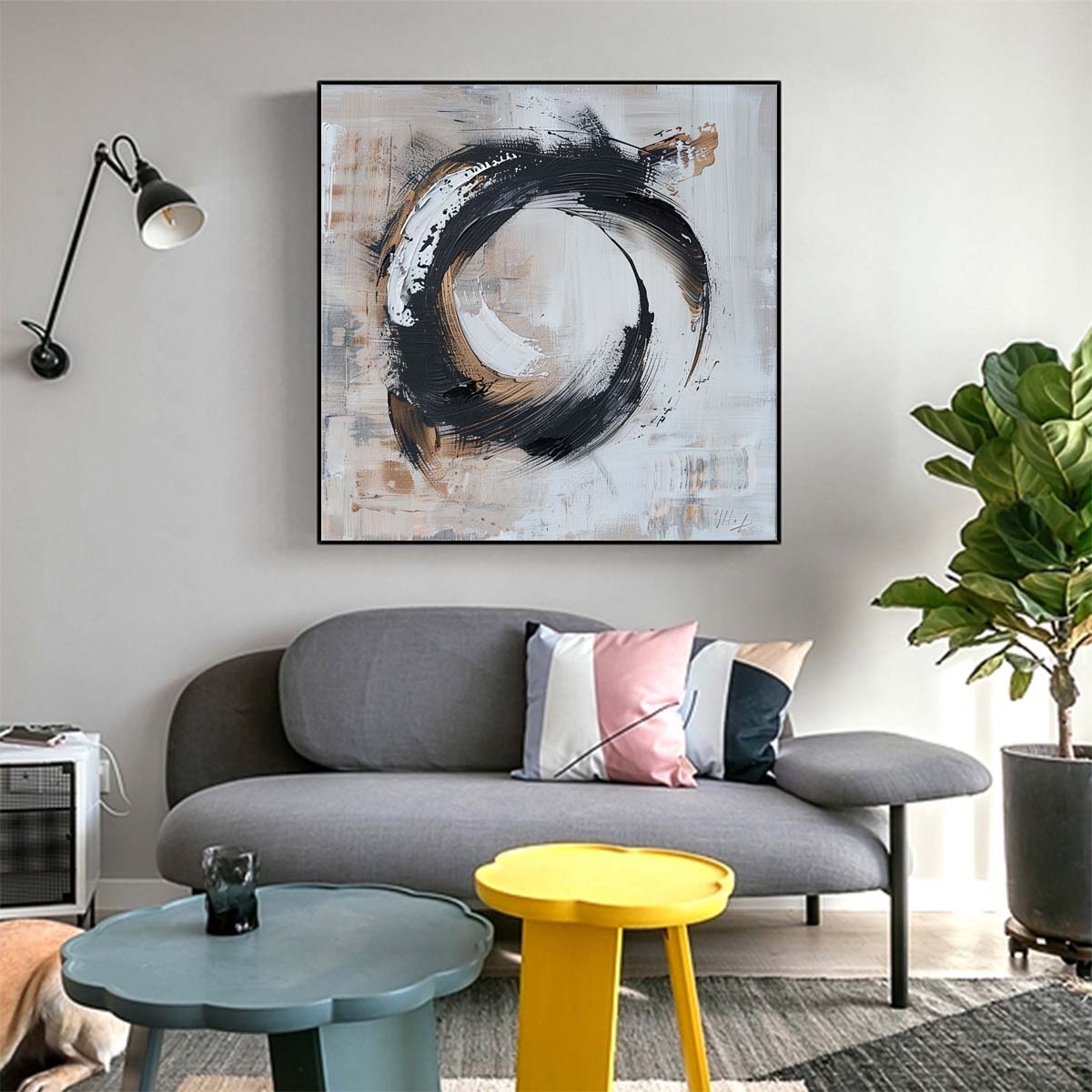 Abstract Handmade Oil Painting Modern Minimalist Home Living Room Decoration Painting,31inx31in,No Frame