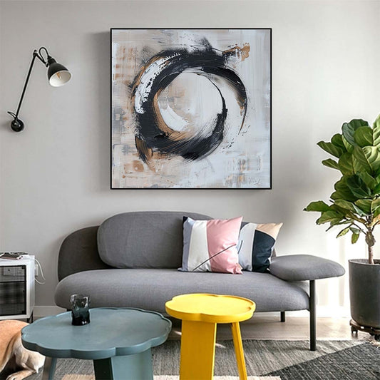 Abstract Handmade Oil Painting Modern Minimalist Home Living Room Decoration Painting,31inx31in,No Frame