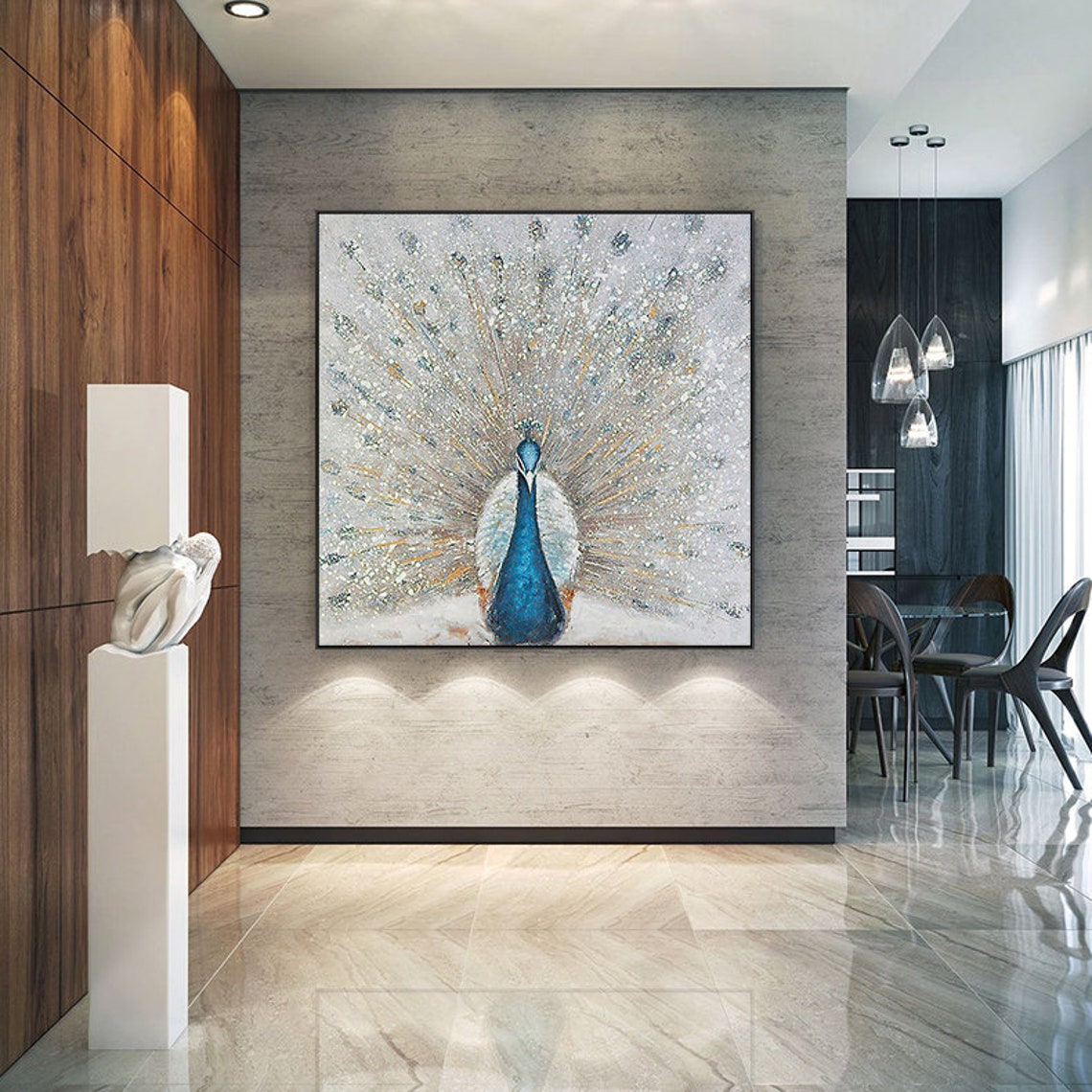 Hand Painted Peacock Oil Painting On Canvas Large Abstract Paintings Figure Wall Original Animal Landscape Wall