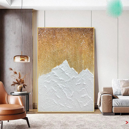 Handmade White Abstract Landscape Oil Painting Modern Wall Art On Canvas Texture Mural Living Room Picture,31inx47in,No Frame