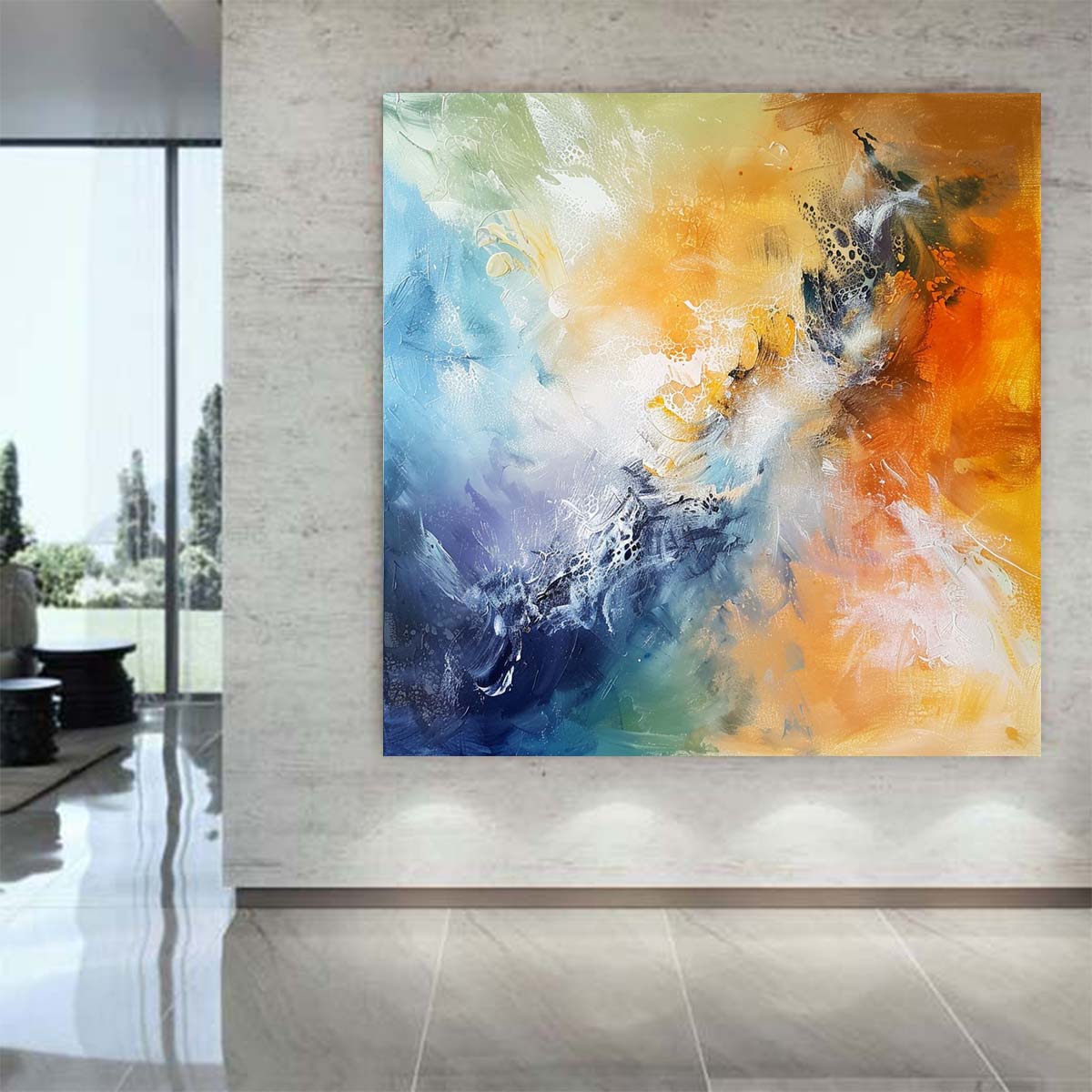 Abstract Handmade Oil Painting Modern Minimalist Home Living Room Decoration Painting,31inx31in,No Frame