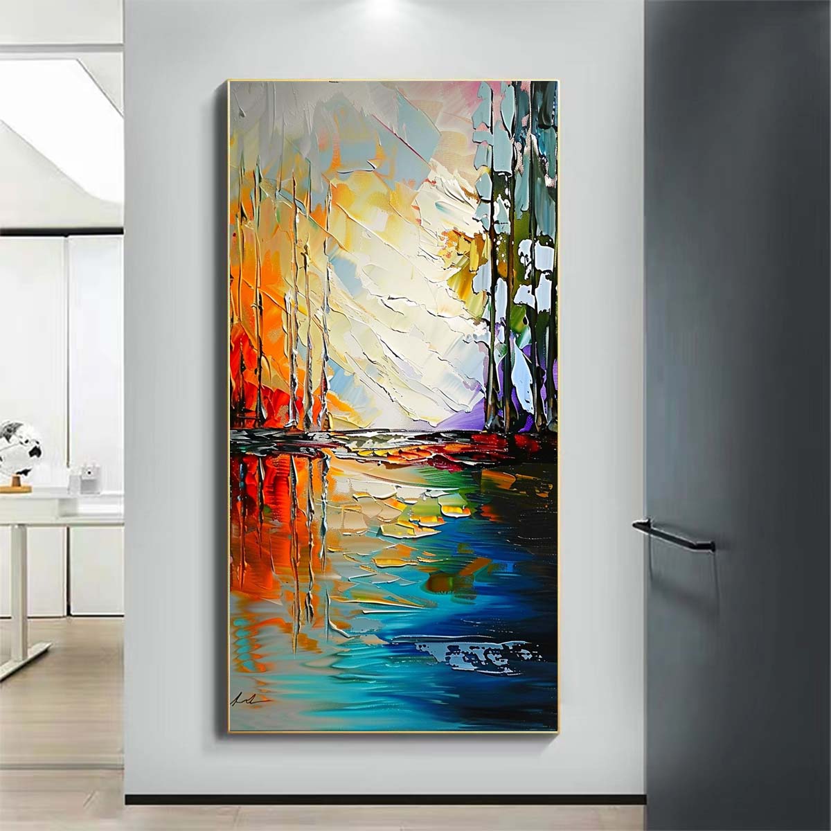 Landscape Paintings Abstract Handmade Oil Painting Modern Home Living Room Decoration Painting,27inx54in,No Frame