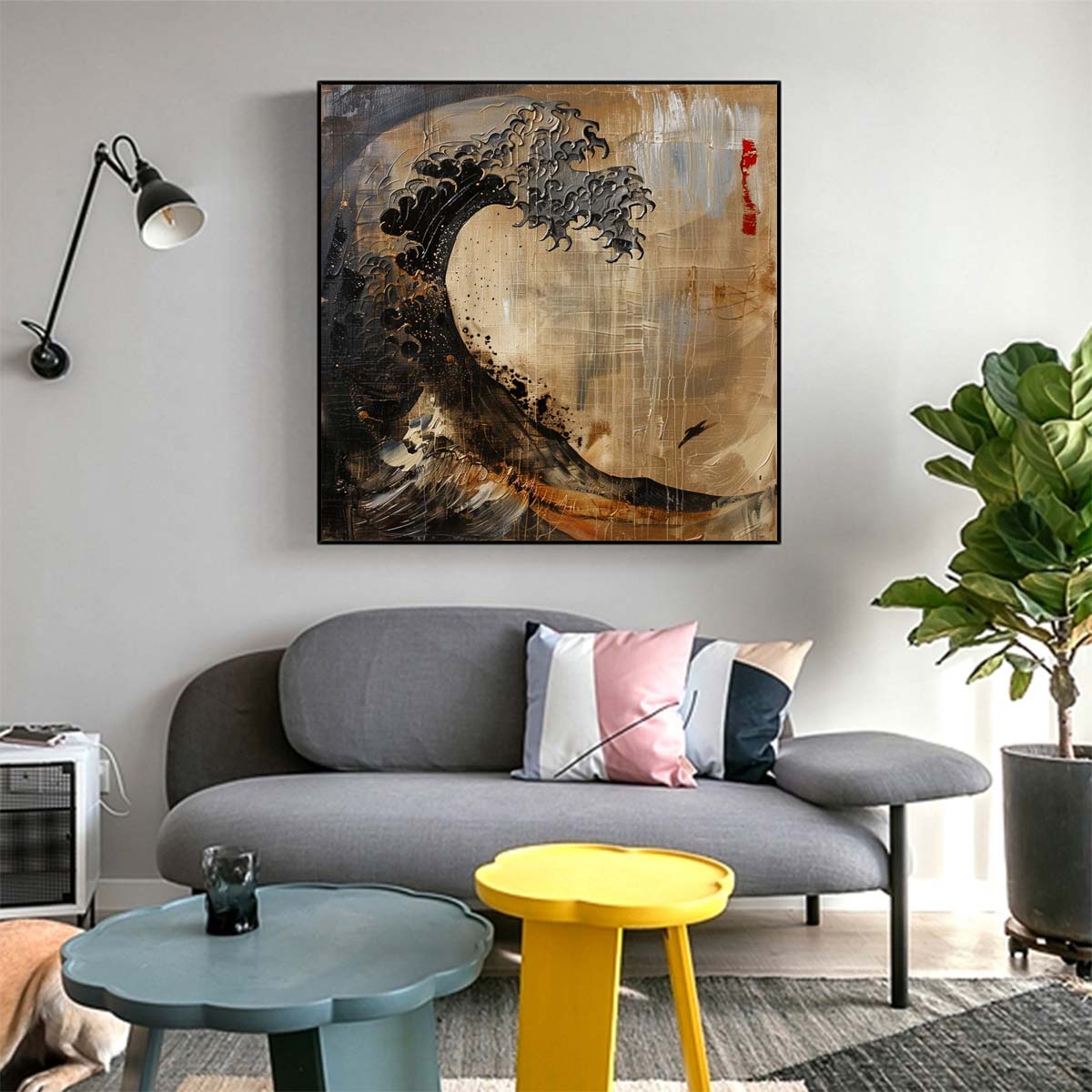 Abstract Handmade Oil Painting Modern Minimalist Home Living Room Decoration Painting,31inx31in,No Frame