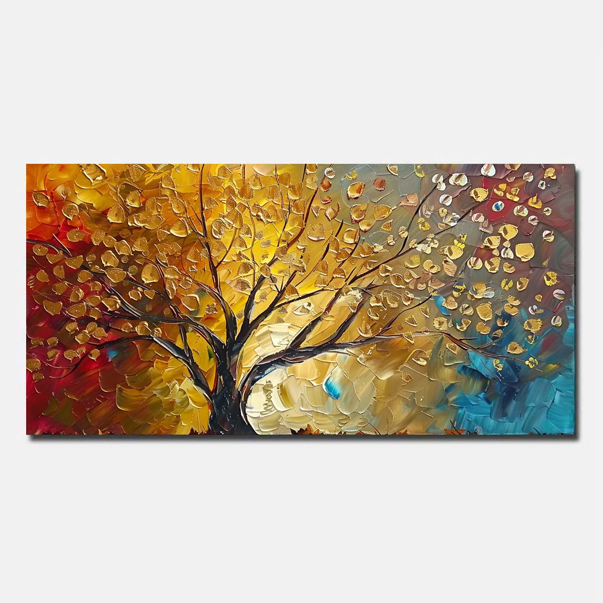 Golden Tree Abstract Wall Art Modern Hand Painted Oil Painting On Canvas Unframed/Rolled