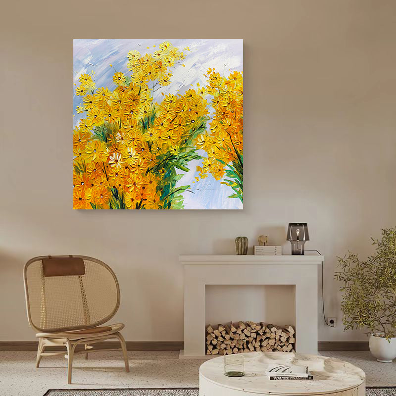 Original Hand painted Oil Painting Flowers Modern Living Room Dining Room Decorative Painting Landscape Art Hanging,31inx31in,No Frame