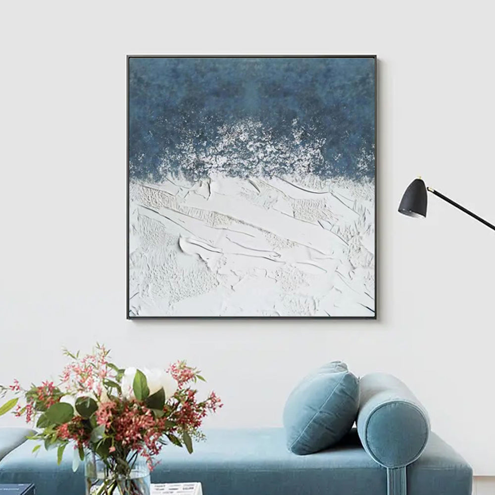 Oil Painted Art On Canvas  Hand Painted Oil Painting Seaside Scenery Wall Hanging Picture,31inx31in,No Frame