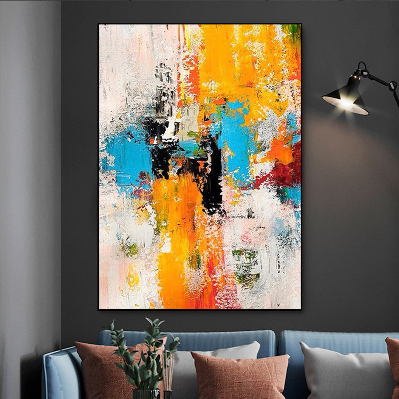 Large Hand painted Oil Painting Abstract Art Hanging Painting Nordic Mural Living Room Background Wall Decorative,31inx47in,No Frame