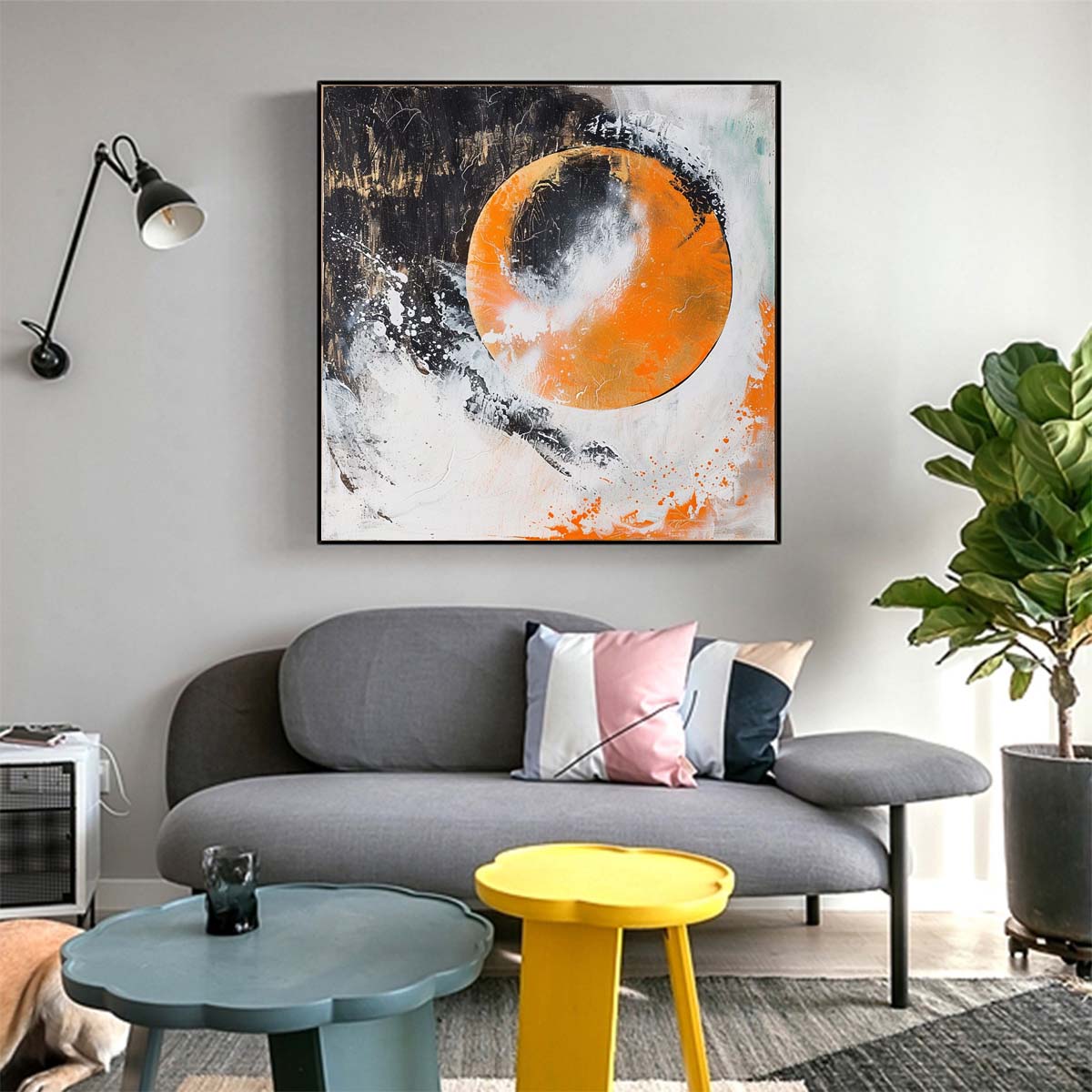 Abstract Handmade Oil Painting Modern Minimalist Home Living Room Decoration Painting,31inx31in,No Frame 1