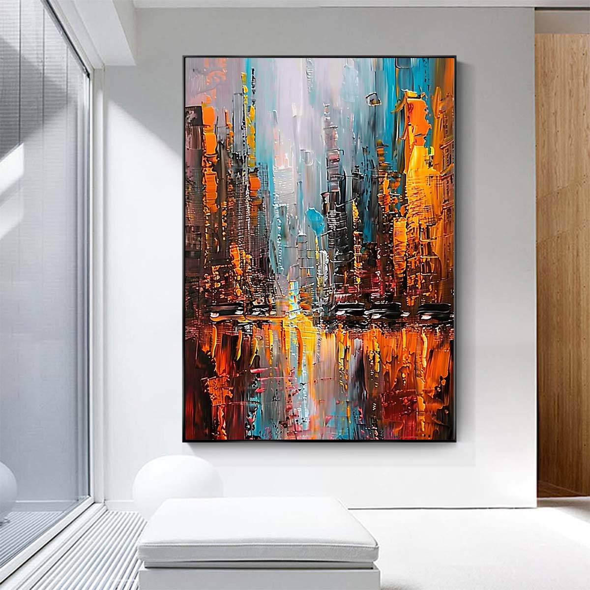 Original creation City Hand painted Oil Painting Canvas Wall Art For Home Living Room Unframed/Rolled #019