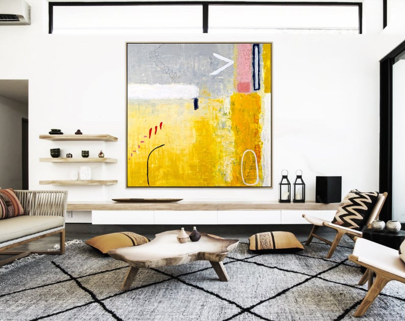AbstractPaintingOriginalLargeAcrylicCanvasWallArtExpressionismPlayfulModernPaintingWallArtOnCanvas   31in,No Frame