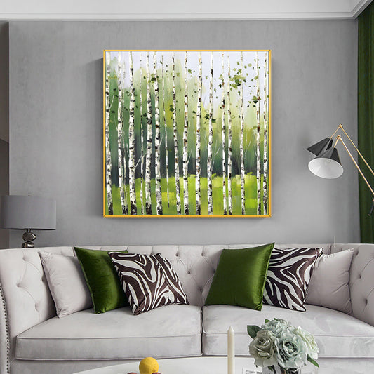 Abstract Trees With Green Leaves Painting On Canvas  Hand Painted Oil Painting Wall Art Poster,31inx31in,No Frame