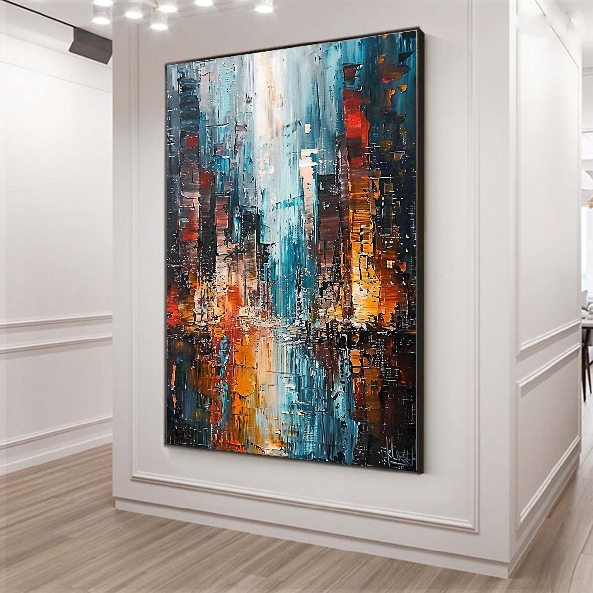 Original creation City Hand painted Oil Painting Canvas Wall Art For Home Living Room Unframed/Rolled #022