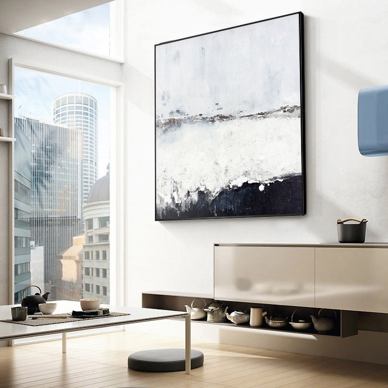 BlackAndWhitehandpainted-OilPaintingAbstractModernLivingRoomSofaBackdropDecorativePaintingPaintings   31in,No Frame