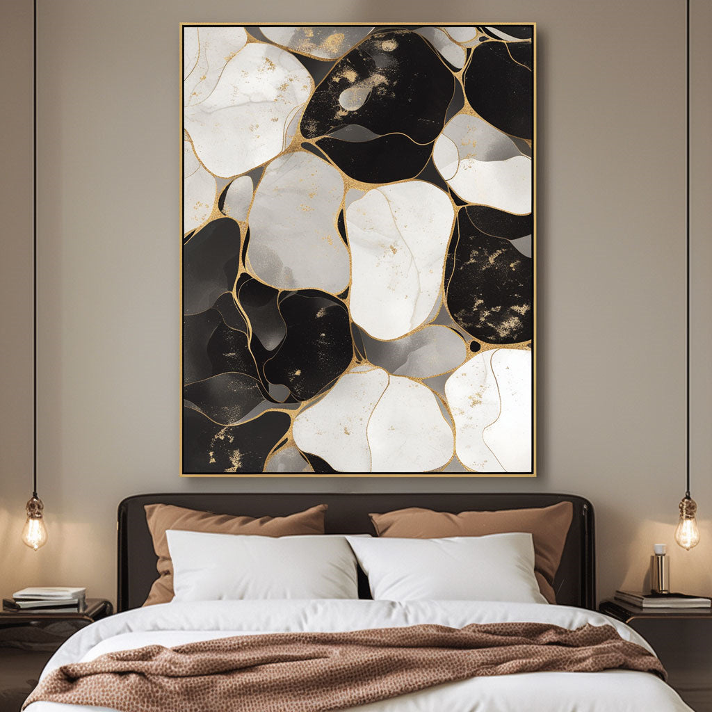 Handpainted Abstract Wall Art Painting Decorative Painting Aisle Corridor Mural Mooring Hanging Painting black white 31inx47in,No Frame