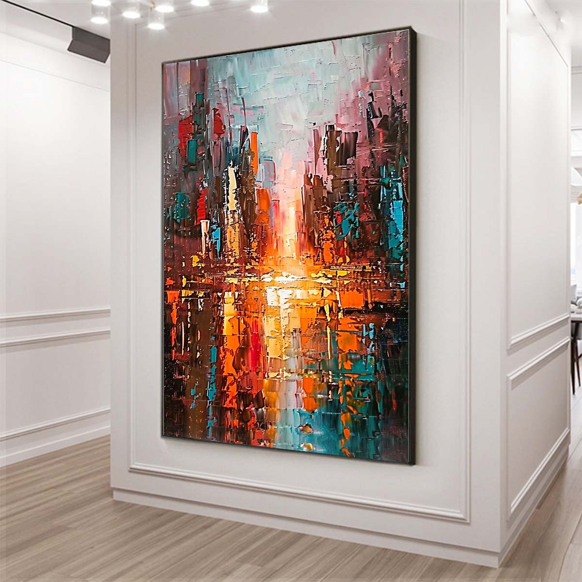 Original creation City Hand painted Oil Painting Canvas Wall Art For Home Living Room Unframed/Rolled #024