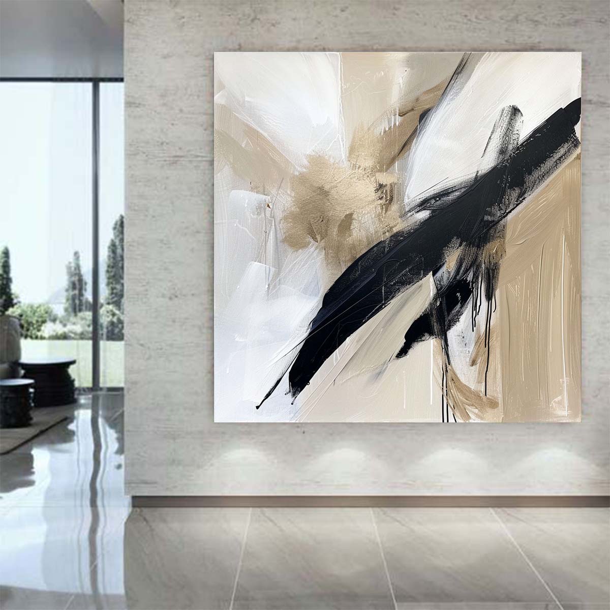 Abstract Handmade Oil Painting Modern Minimalist Home Living Room Decoration Painting,31inx31in,No Frame