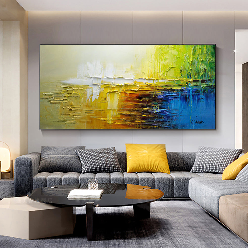 Large Wall Art Handmade Oil Painting 3D Abstract Paintings Wall Decor Canvas Art Landscape Picture,27inx54in,No Frame