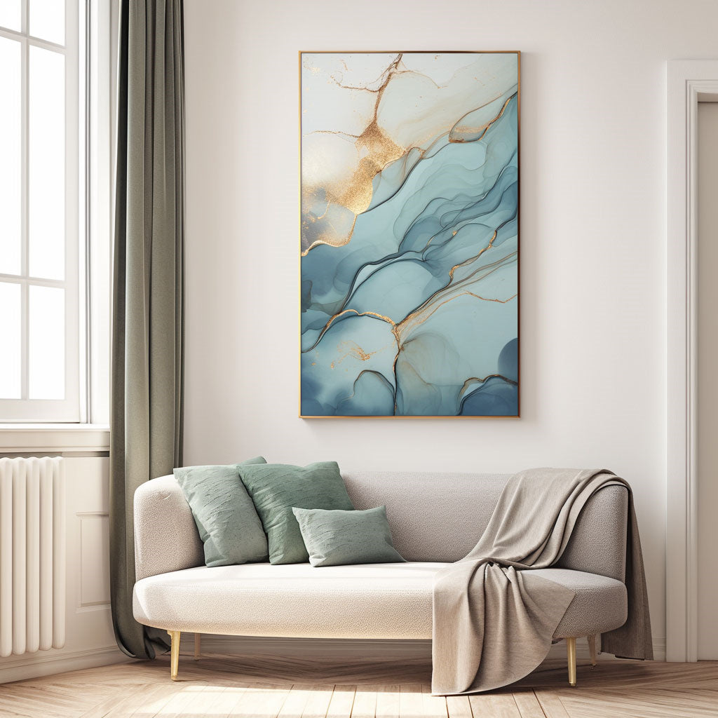 Handpainted Abstract Wall Art Painting Decorative Painting Aisle Corridor Mural Mooring Hanging Painting blue 31inx47in,No Frame