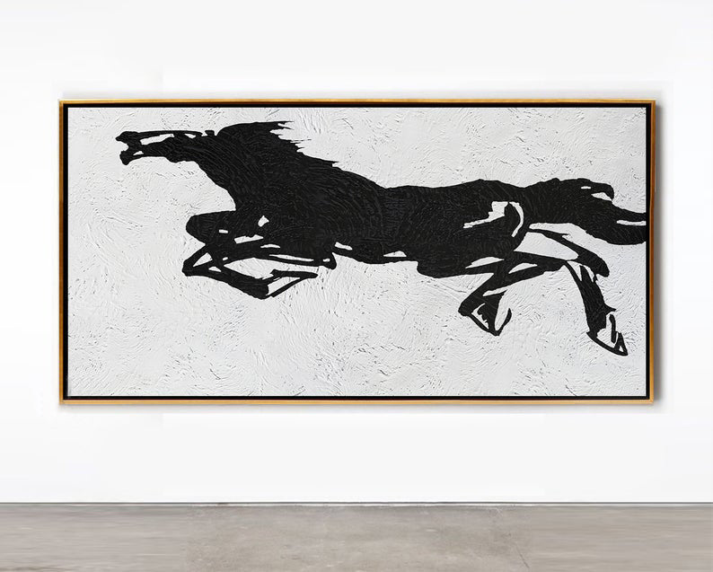 Abstract Horse Painting Abstract Horse Art, Abstract Animal Art Abstract Animal Painting, Extra Large Abstract Art27inx54in,No Frame