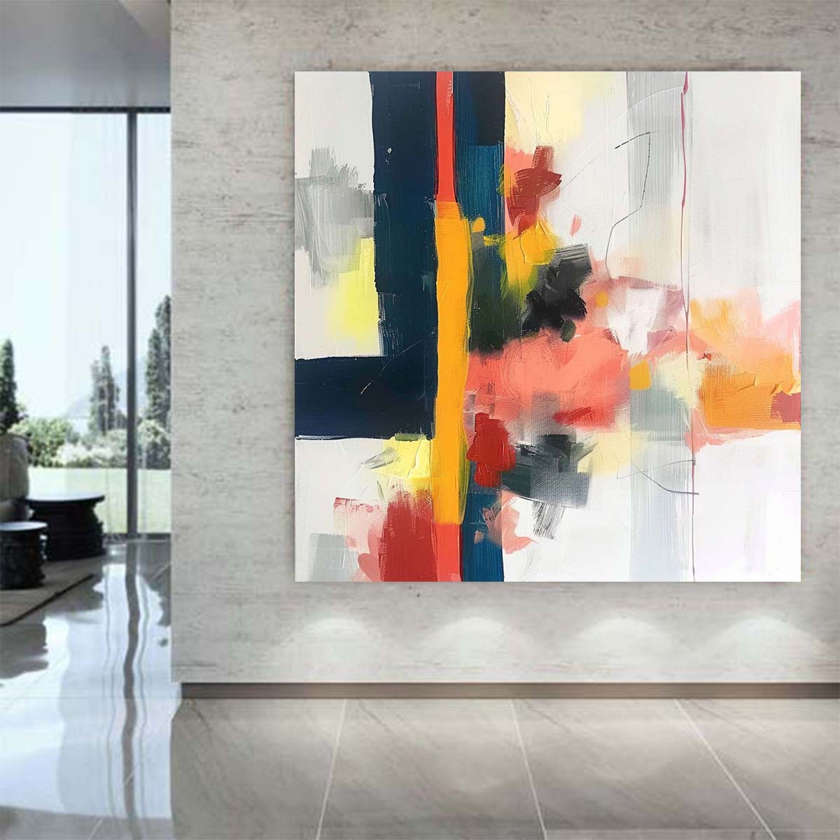 Abstract Handmade Oil Painting Modern Minimalist Home Living Room Decoration Painting,31inx31in,No Frame