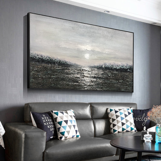 After The Pure hand-painted Oil Painting Landscape Paintings Living Room Sofa Backdrop Decorative Painting Murals Sunrise Light27inx54in,No Frame