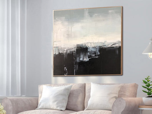Abstract Painting Large Large Wall Art Canvas Black And White Canvas Painting Minimal Abstract Art Contemporary Art Office Decor31in,No Frame