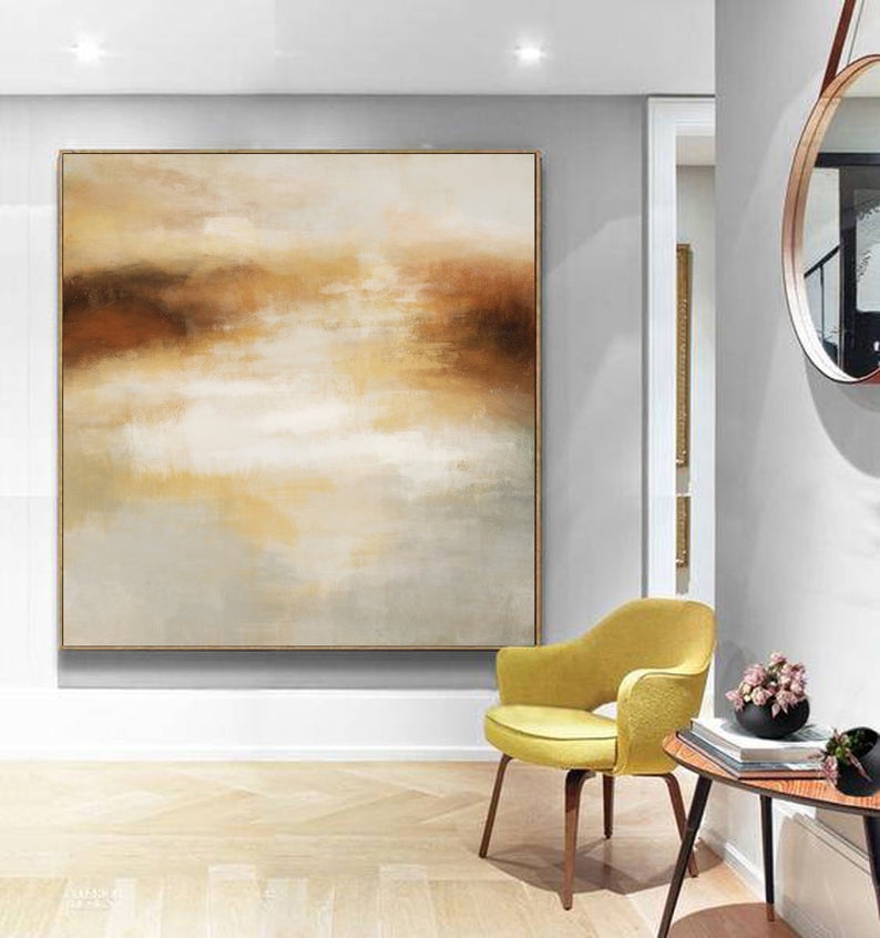 LargeSeaAbstractPaintingSeaPaintingBeigePaintingOceanLandscapePaintingOceanArtPaintingWallArt31in,No Frame