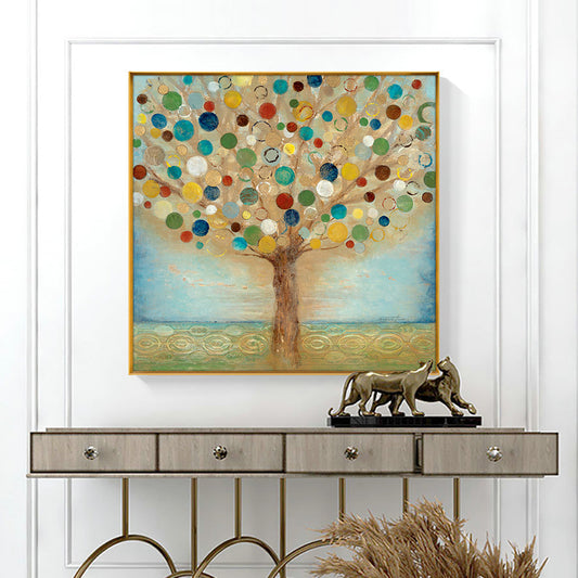 Abstract Beautiful Trees Hand Painted Oil Painting On Canvas Handmade Abstract Wall Art For Modern Home,31inx31in,No Frame